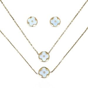 New Women’s Jewelry Set Lucky Clover Stainless Steel 18K Gold-Filled 3 pcs.